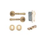0602KENTR60KT - Verona Lever - Round Rose Entrance Kit with Separate High Security Lock - Brushed Brass - Entrance