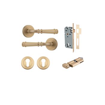 Verona Lever - Round Rose Entrance Kit with Separate High Security Lock