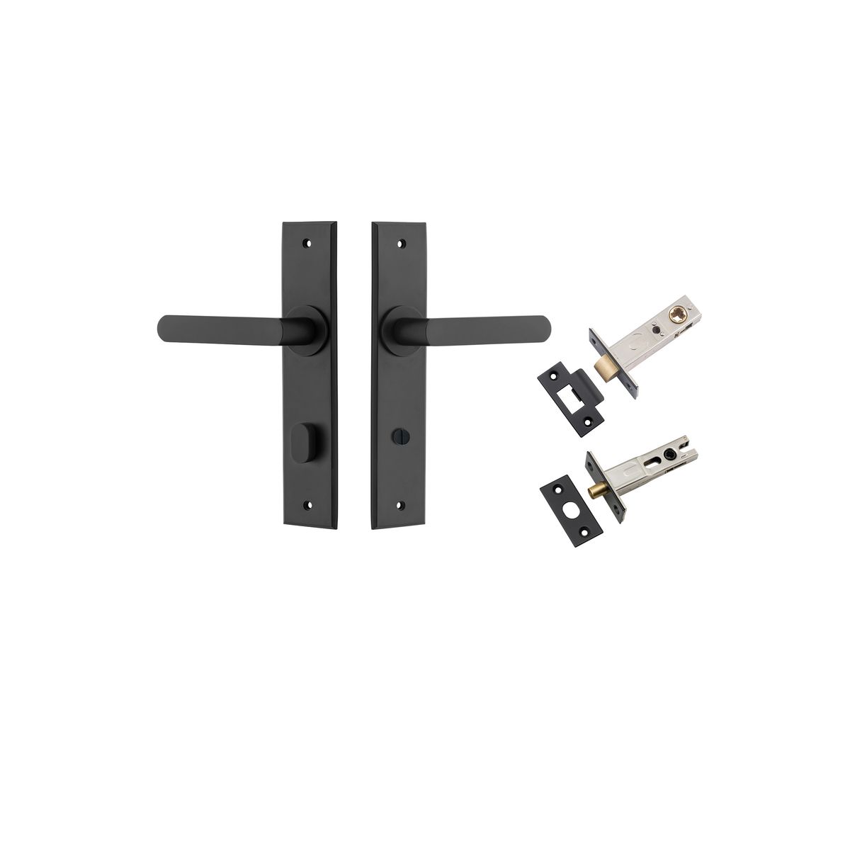 12868KPRIV60 - Osaka Lever - Chamfered Backplate Privacy Kit with Privacy Turn - Matt Black - Privacy
