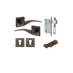 0281KENTR60KT - Oxford Lever - Square Rose Entrance Kit with Separate High Security Lock - Signature Brass - Entrance