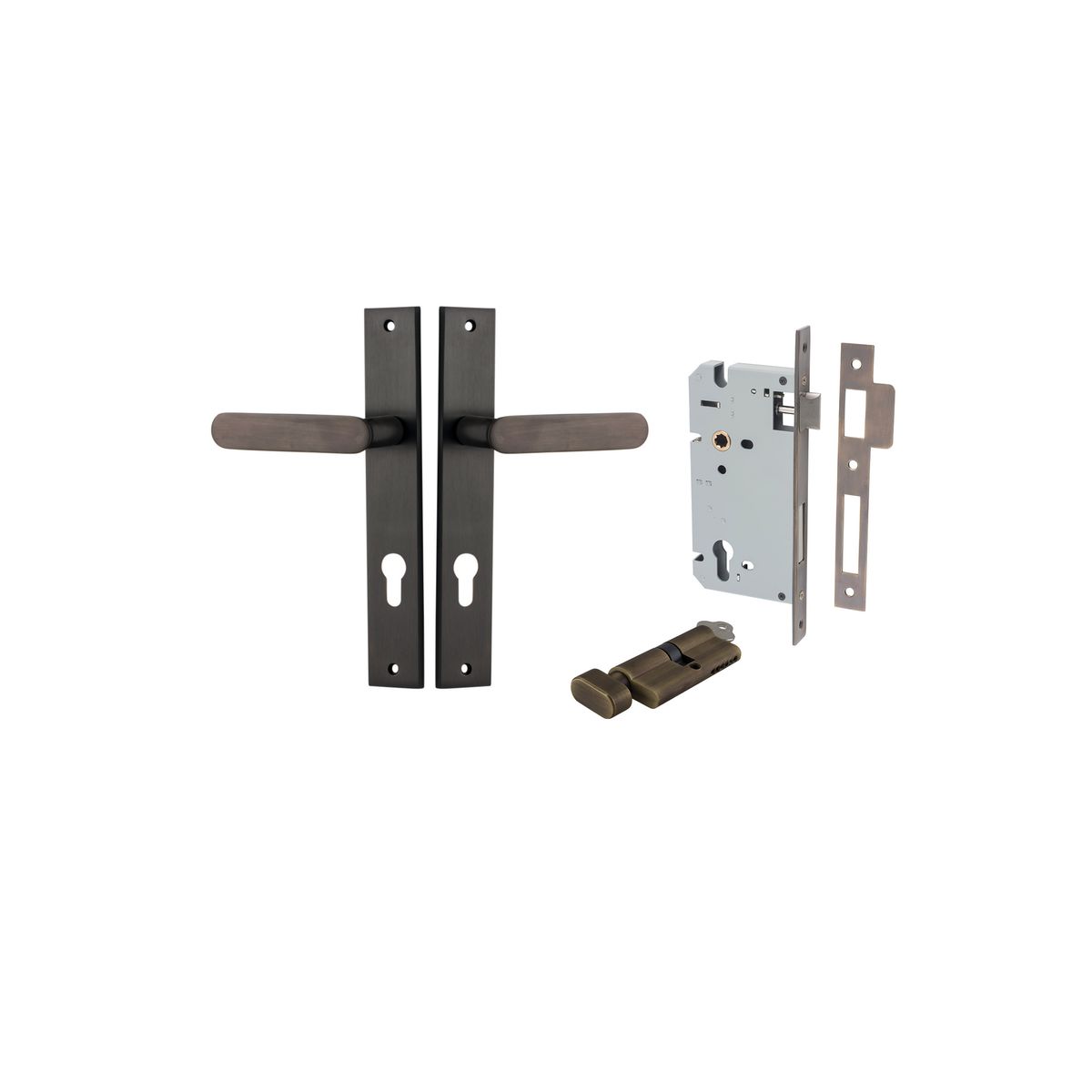 10748KENTR60KT - Bronte Lever - Rectangular Backplate Entrance Kit with High Security Lock - Signature Brass - Entrance
