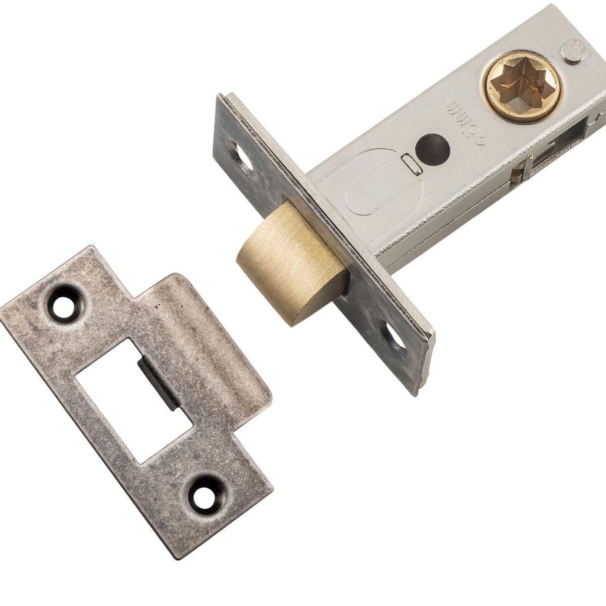 21501 - Hard Sprung Split Cam Tube Latch - 45mm Backset - Distressed Nickel