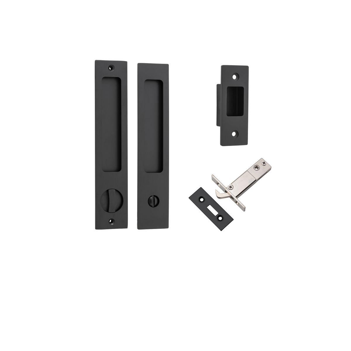21413P - Rectangular Sliding Door Pull Privacy Kit with Privacy Turn - Matt Black - Privacy