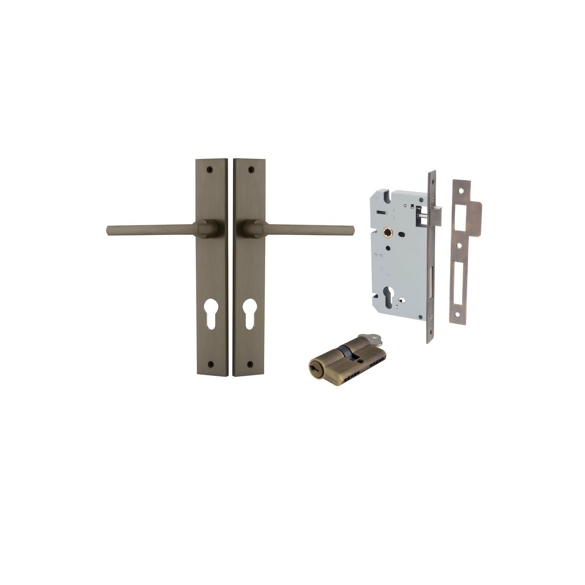 10702KENTR60KK - Baltimore Lever - Rectangular Backplate Entrance Kit with High Security Lock - Signature Brass - Entrance