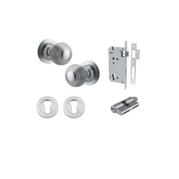 Guildford Knob - Round Rose Entrance Kit with Separate High Security Lock