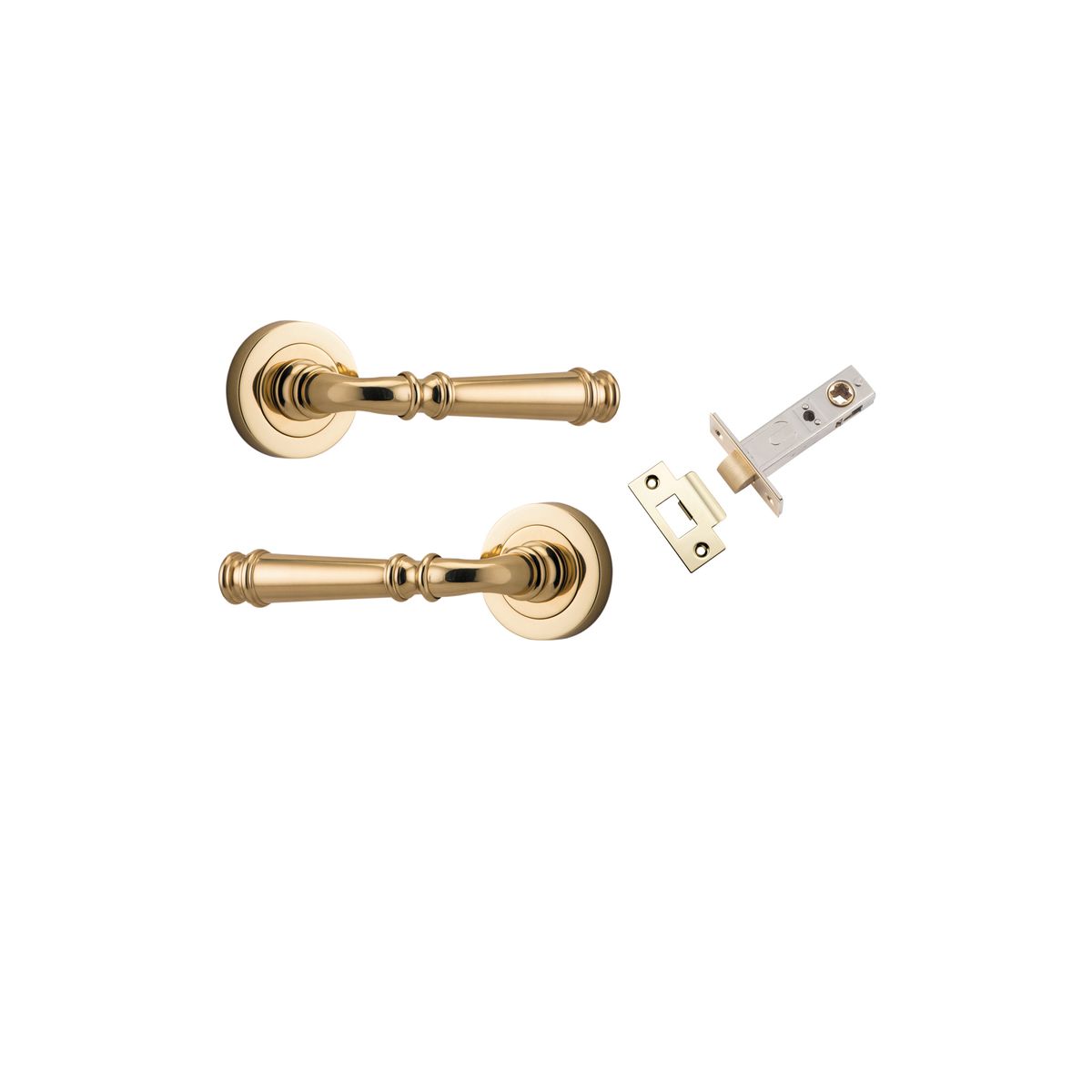 0310KPASS60 - Verona Lever - Round Rose Passage Kit - Polished Brass - Passage