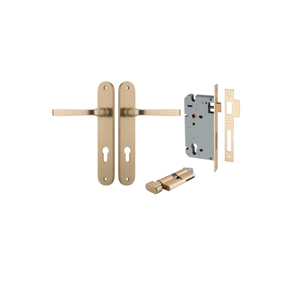 15232KENTR60KT - Annecy Lever - Oval Backplate Entrance Kit with High Security Lock - Brushed Brass - Entrance