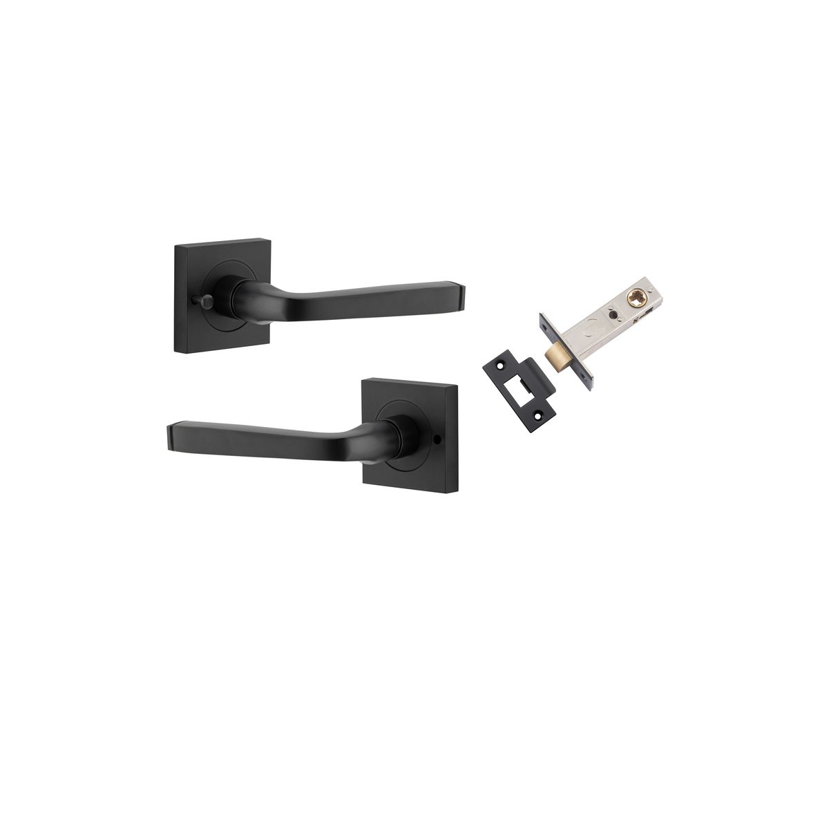 0393KIBPRIV60 - Annecy Lever - Square Rose (Inbuilt Privacy) - Matt Black - Privacy