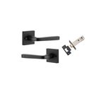 0393KIBPRIV60 - Annecy Lever - Square Rose (Inbuilt Privacy) - Matt Black - Privacy