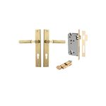 16252KENTR60KT - Brunswick Lever - Rectangular Backplate Entrance Kit with High Security Lock - Brushed Gold PVD - Entrance