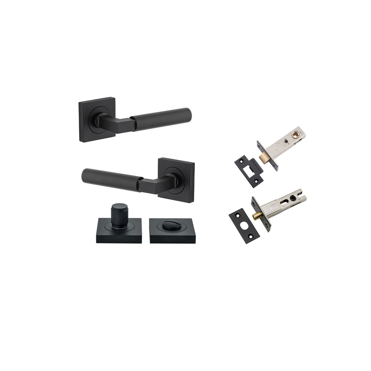 0413KPRIV60 - Berlin Lever - Square Rose Privacy Kit - Matt Black - Privacy