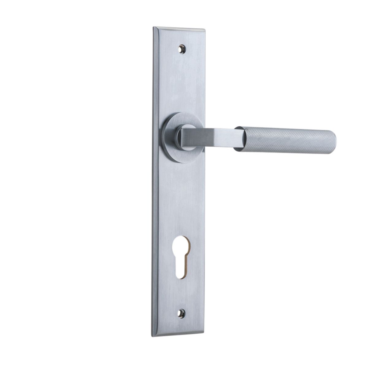 12296E85 - Brunswick Lever - Chamfered Backplate - Brushed Chrome - Entrance