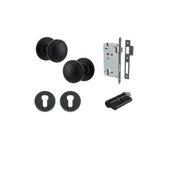 Paddington Knob - Round Rose Entrance Kit with Separate High Security Lock