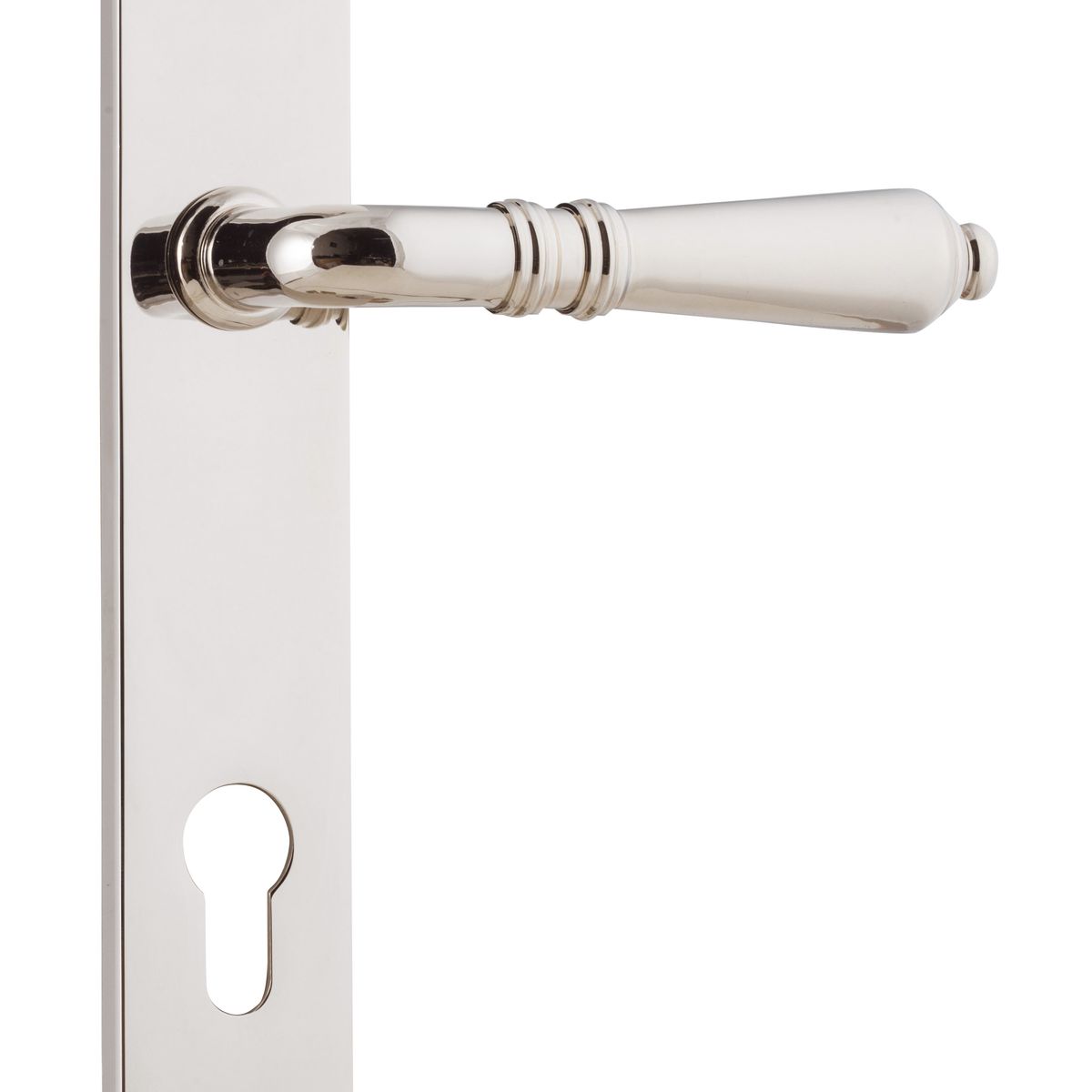 14200E85 - Sarlat Lever - Rectangular Backplate - Polished Nickel - Entrance