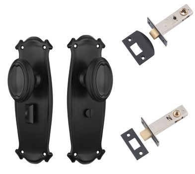 Bungalow Door Knob - Long Backplate Privacy Set