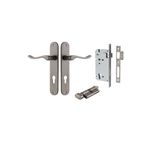 13924KENTR60KT - Stirling Lever - Oval Backplate Entrance Kit with High Security Lock - Distressed Nickel - Entrance