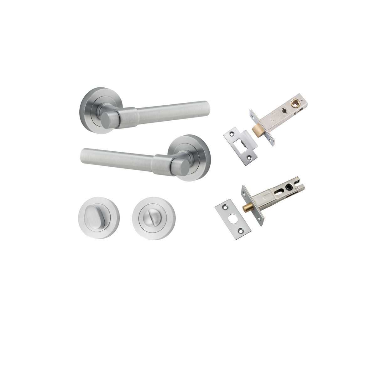 20625KPRIV60 - Helsinki Lever - Round Rose Privacy Kit with Separate Privacy Turn - Brushed Chrome - Privacy
