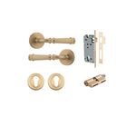 0602KENTR60KK - Verona Lever - Round Rose Entrance Kit with Separate High Security Lock - Brushed Brass - Entrance