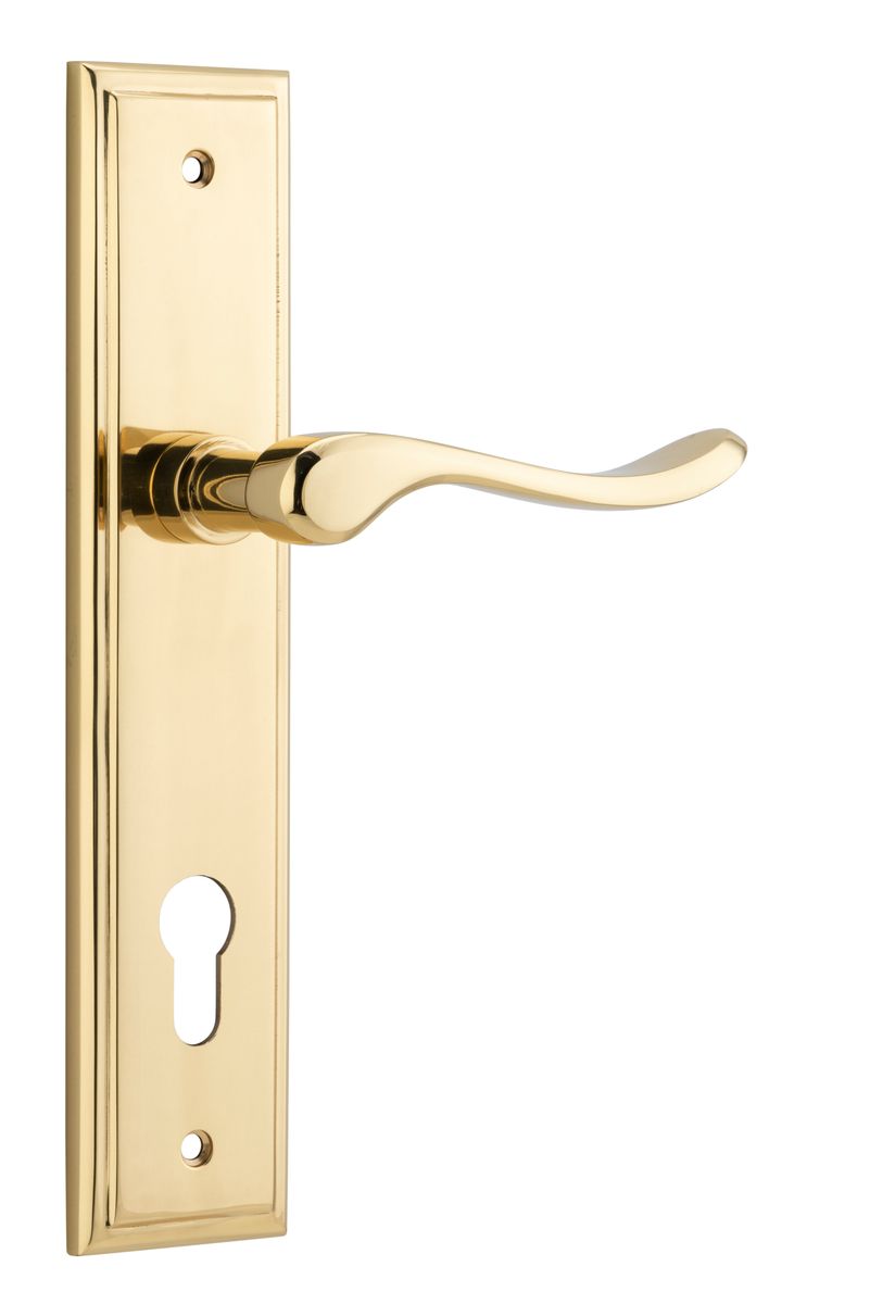 10426E85 - Stirling Lever - Stepped Backplate - Polished Brass - Entrance