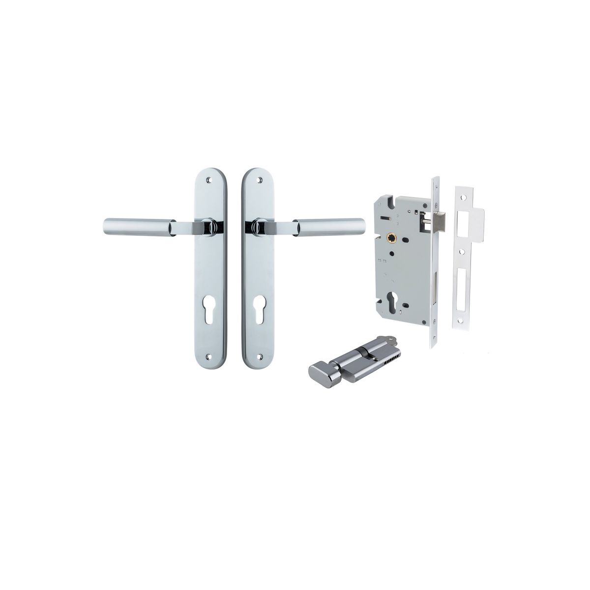 11766KENTR60KT - Berlin Lever - Oval Backplate Entrance Kit with High Security Lock - Polished Chrome - Entrance