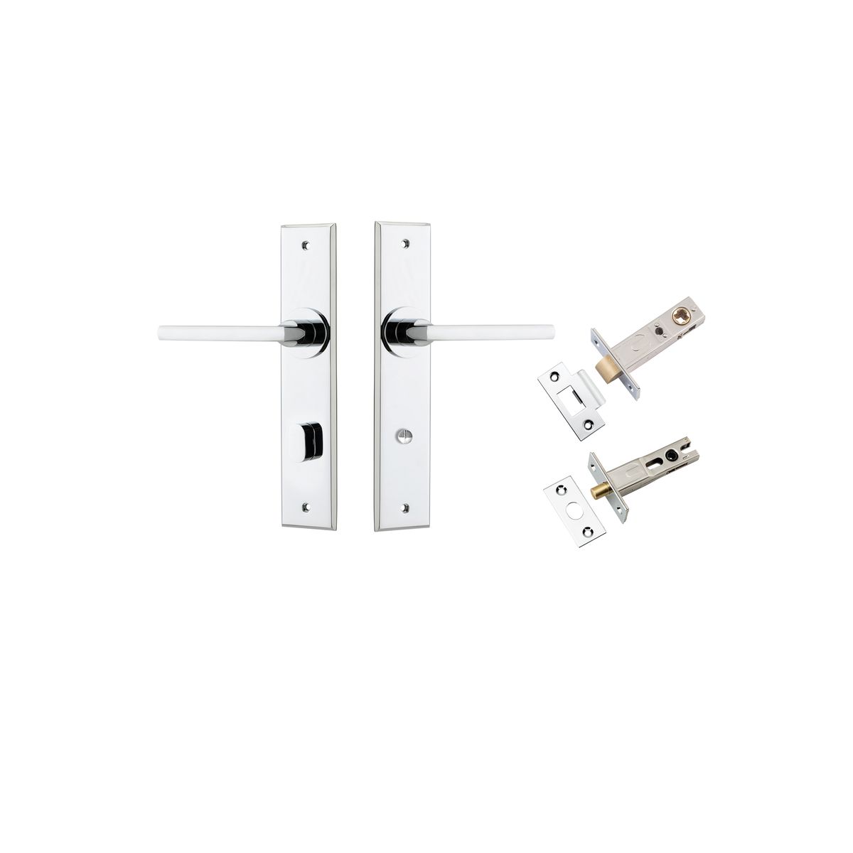 11782KPRIV60 - Baltimore Lever - Chamfered Backplate Privacy Kit with Privacy Turn - Polished Chrome - Privacy