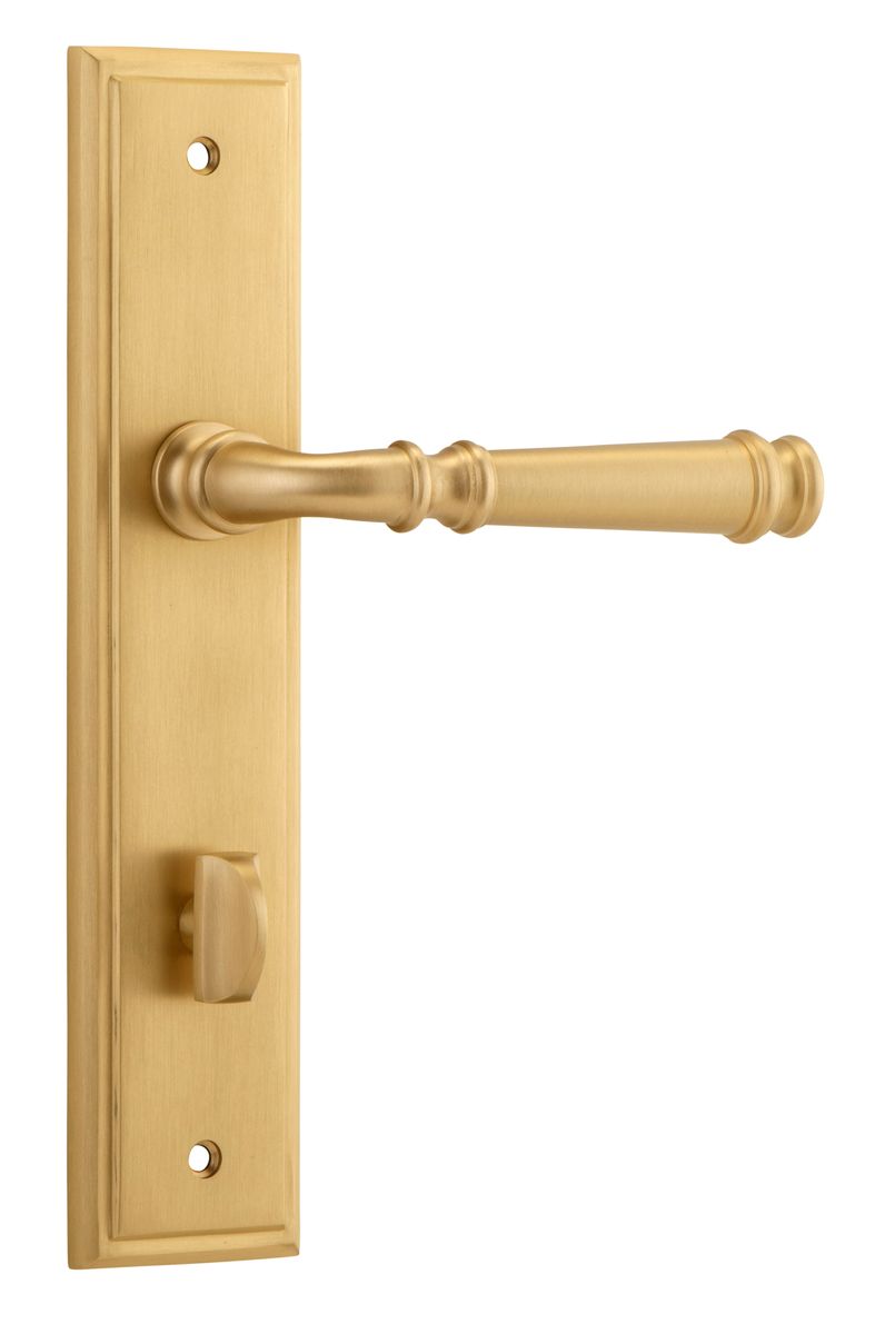 13242P85 - Verona Lever - Stepped Backplate - Brushed Brass - Privacy