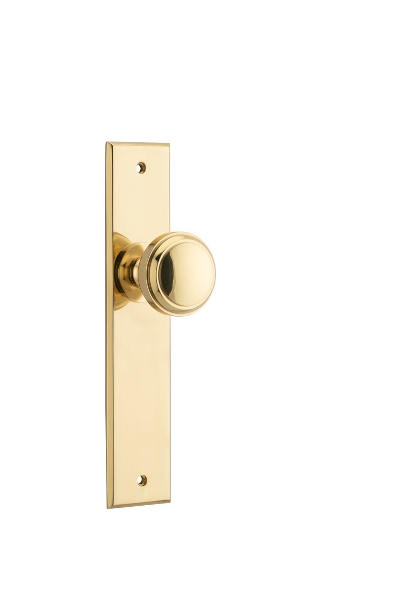 10321 - Paddington Knob - Chamfered Backplate - Polished Brass - Passage