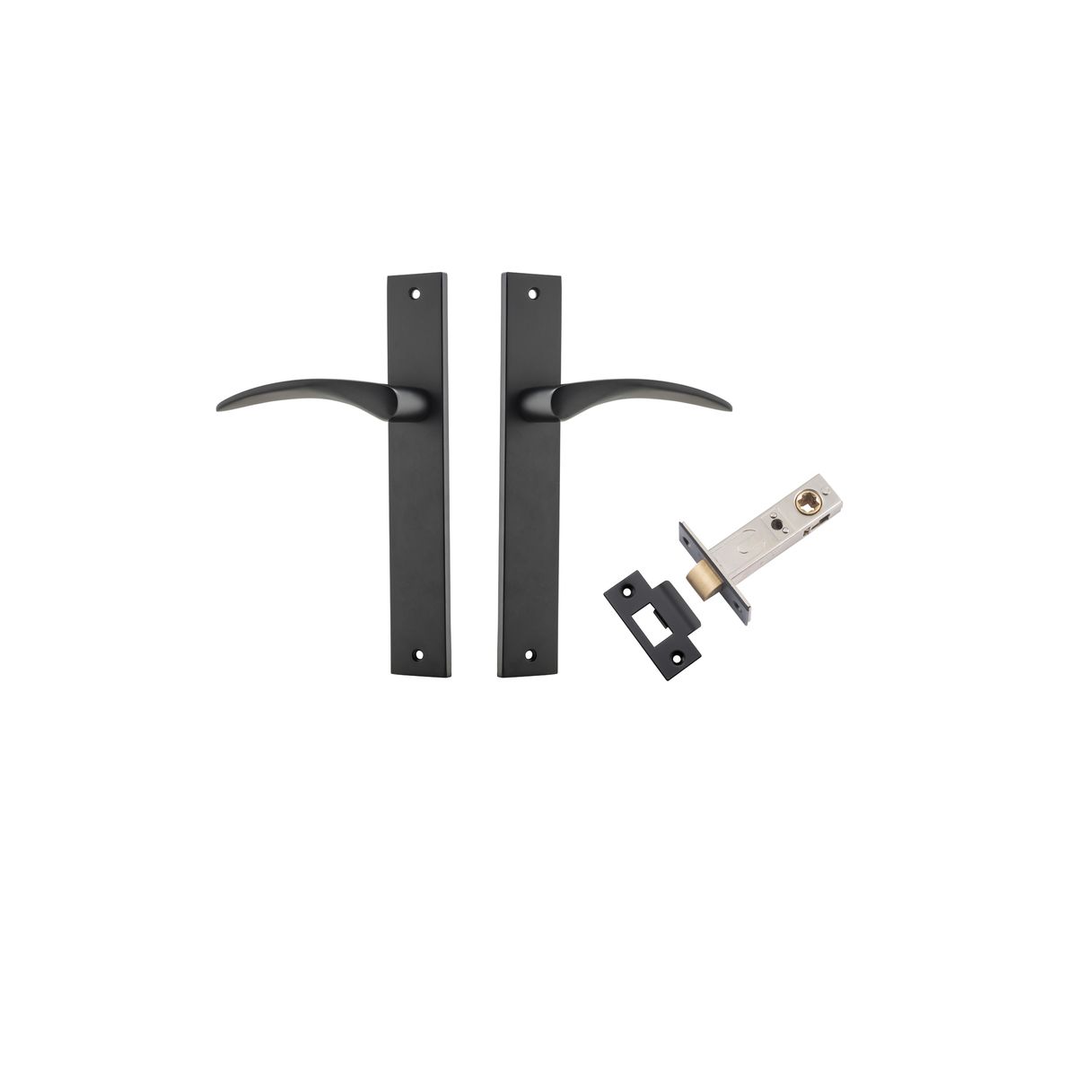 12704KPASS60 - Oxford Lever - Rectangular Backplate Passage Kit - Matt Black - Passage