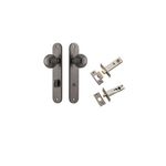 13836KPRIV60 - Guildford Knob - Oval Backplate Privacy Kit with Privacy Turn - Distressed Nickel - Privacy