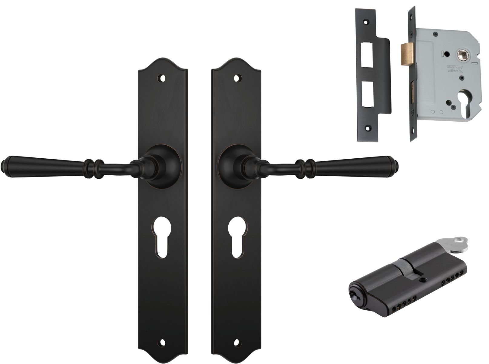 Reims Lever - Long Backplate Entrance Set with High Security Lock