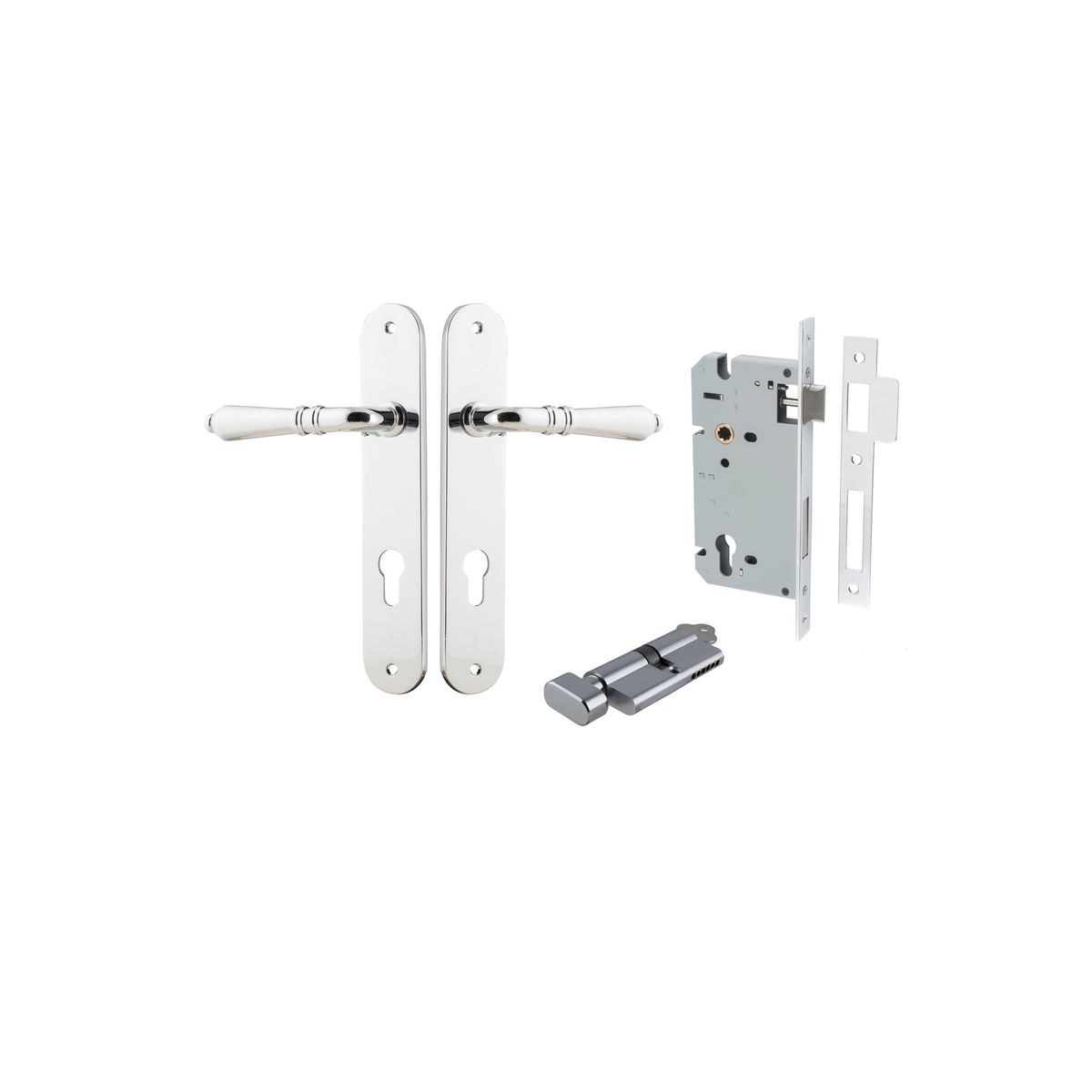 11724KENTR60KT - Sarlat Lever - Oval Backplate Entrance Kit with High Security Lock - Polished Chrome - Entrance