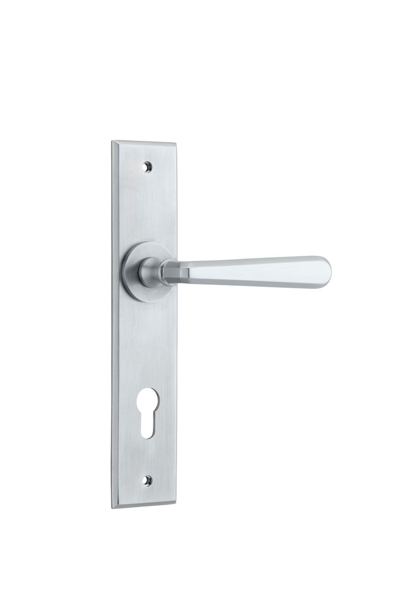 12380E85 - Copenhagen Lever - Chamfered Backplate - Brushed Chrome - Entrance