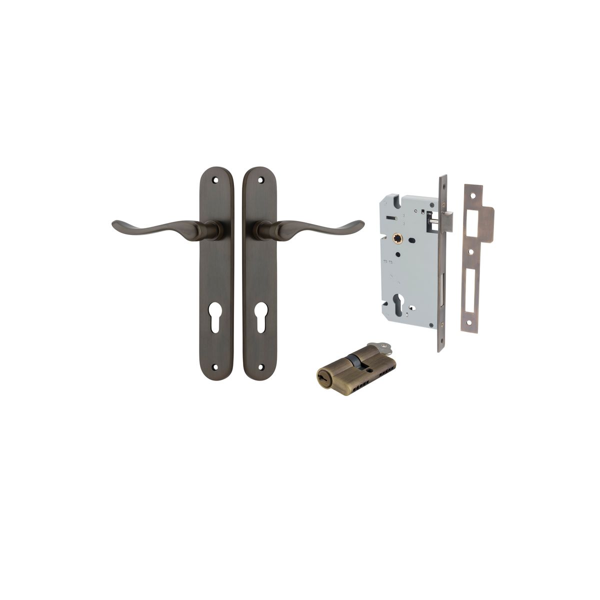 10924KENTR60KK - Stirling Lever - Oval Backplate Entrance Kit with High Security Lock - Signature Brass - Entrance