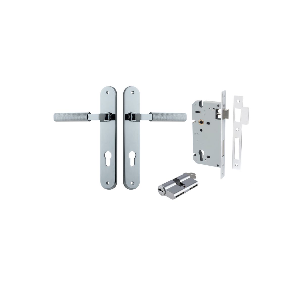 11768KENTR60KK - Brunswick Lever - Oval Backplate Entrance Kit with High Security Lock - Polished Chrome - Entrance