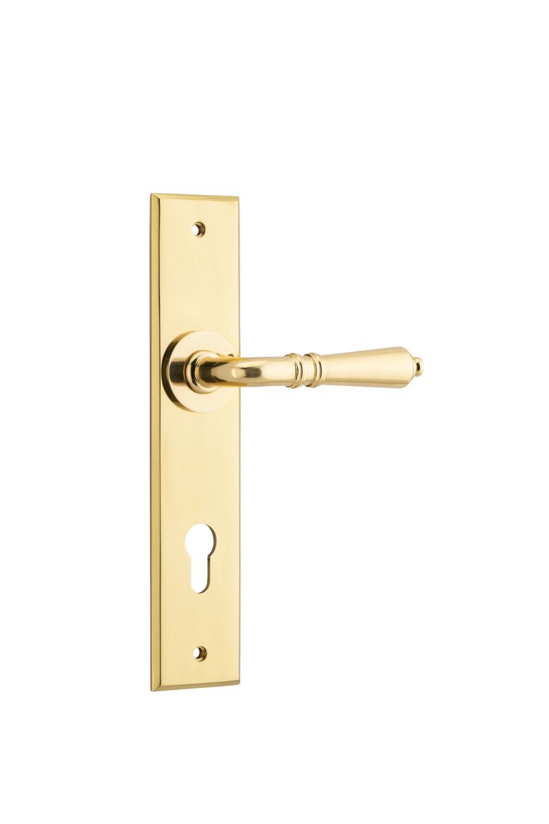 10280E85 - Sarlat Lever - Chamfered Backplate - Polished Brass - Entrance