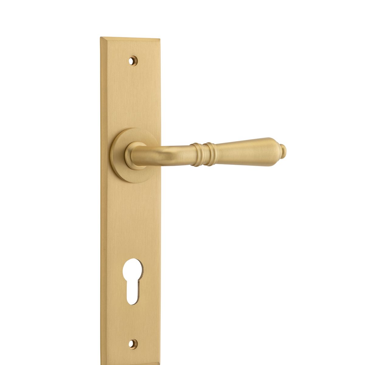 15780E85 - Sarlat Lever - Chamfered Backplate - Brushed Brass - Entrance