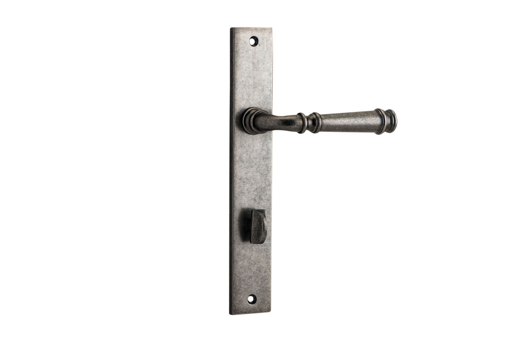 13706P85 - Verona Lever - Rectangular Backplate - Distressed Nickel - Privacy