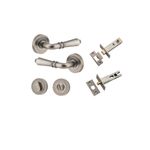 9207KPRIV60 - Sarlat Lever - Round Rose Privacy Kit with Separate Privacy Turn - Distressed Nickel - Privacy
