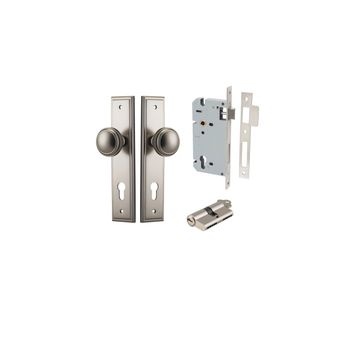 Paddington Knob - Stepped Backplate Entrance Kit with High Security Lock