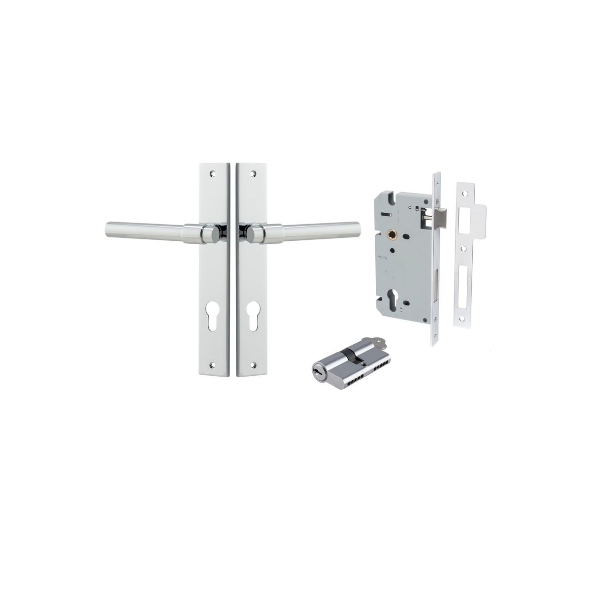 11896KENTR60KK - Helsinki Lever - Rectangular Backplate Entrance Kit with High Security Lock - Polished Chrome - Entrance