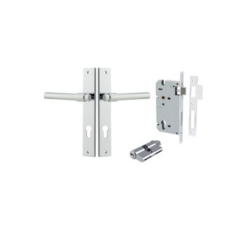 Helsinki Lever - Rectangular Backplate Entrance Kit with High Security Lock