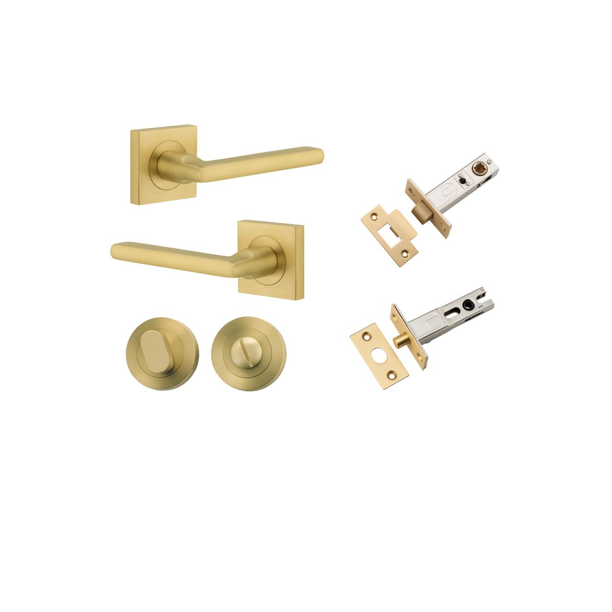 16275KPRIV60 - Baltimore Lever - Square Rose Privacy Kit with Separate Privacy Turn - Brushed Gold PVD - Privacy