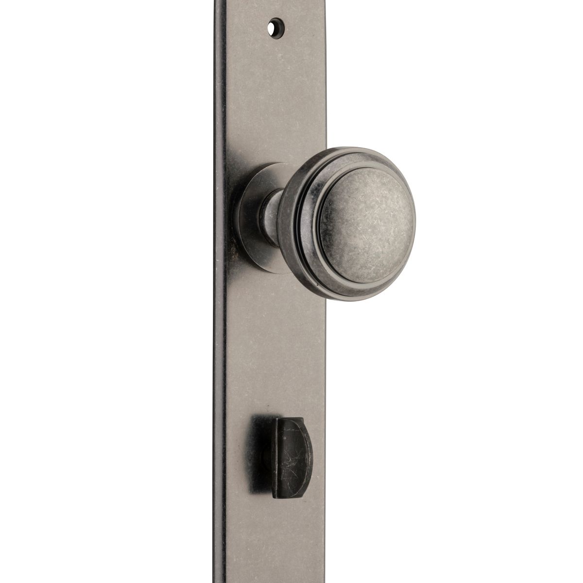 13831P85 - Paddington Knob - Chamfered Backplate - Distressed Nickel - Privacy