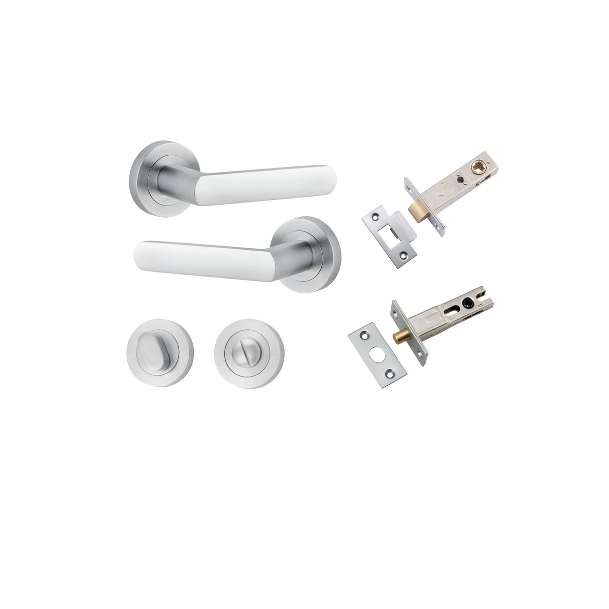 20775KPRIV60 - Osaka Lever - Round Rose Privacy Kit with Separate Privacy Turn - Brushed Chrome - Privacy