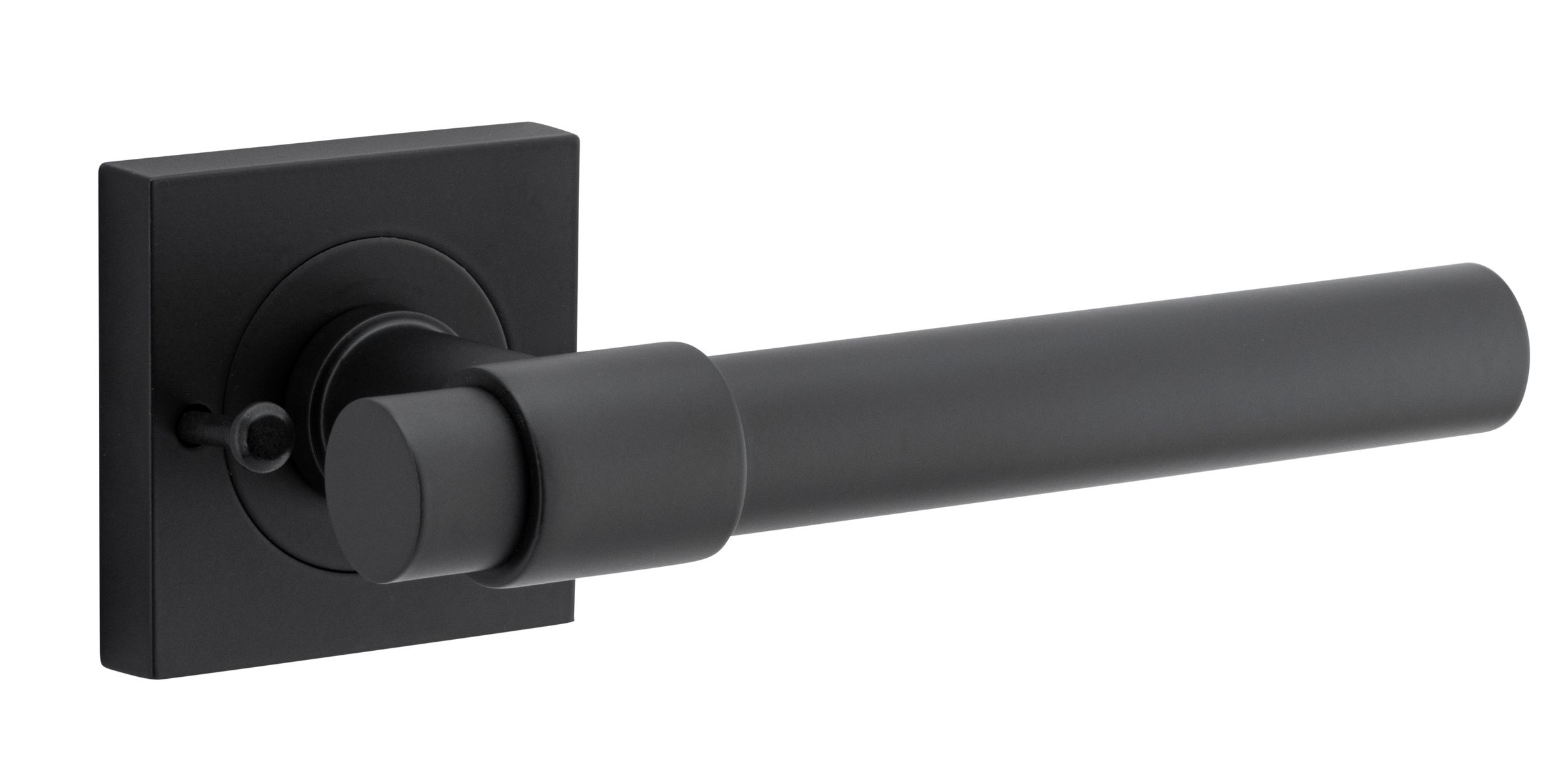 21203KIBPRIV60 - Helsinki Lever - Square Rose (Inbuilt Privacy) - Matt Black - Privacy