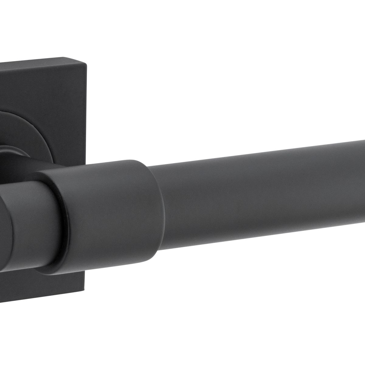 21203KIBPRIV60 - Helsinki Lever - Square Rose (Inbuilt Privacy) - Matt Black - Privacy