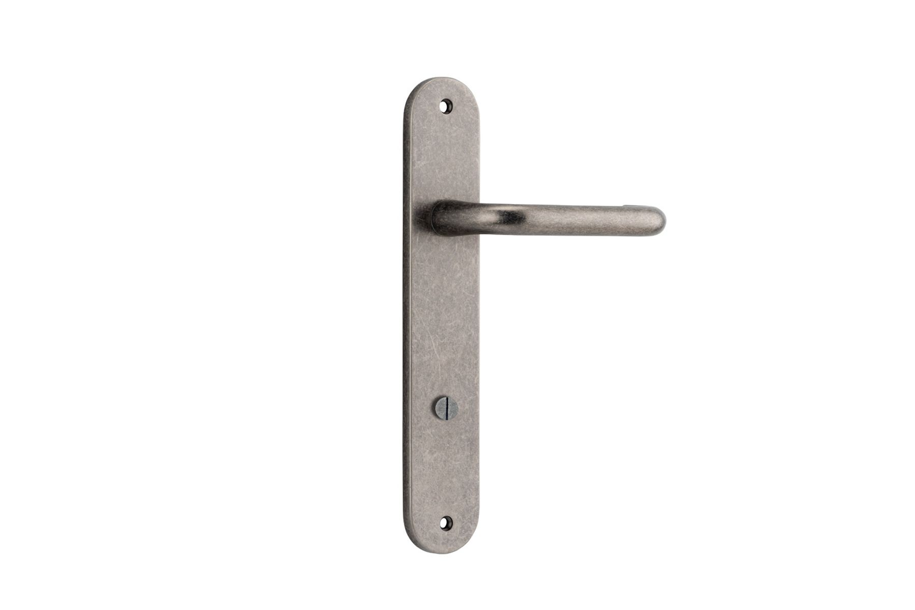 13846P85 - Oslo Lever - Oval Backplate - Distressed Nickel - Privacy
