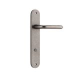13846P85 - Oslo Lever - Oval Backplate - Distressed Nickel - Privacy