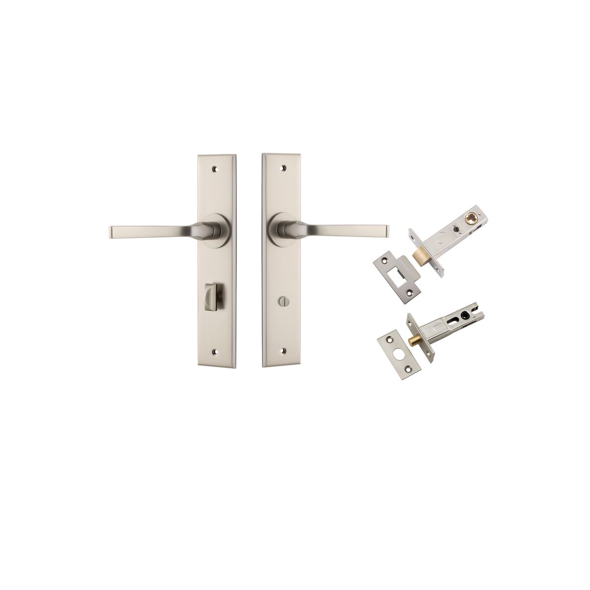 14788KPRIV60 - Annecy Lever - Chamfered Backplate Privacy Kit with Privacy Turn - Satin Nickel - Privacy