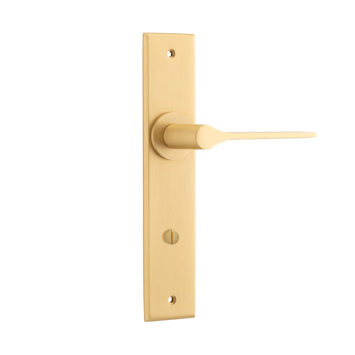 15258P85 - Como Lever - Chamfered Backplate - Brushed Brass - Privacy